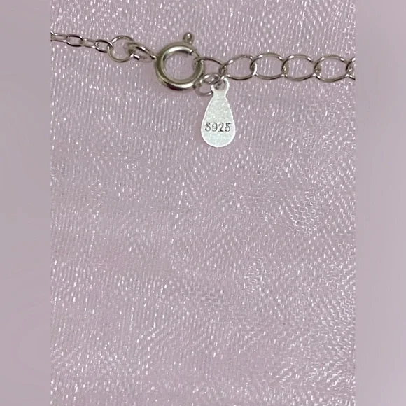 925 Sterling Silver Heart Rose Butterfly Pendant Necklace with Crystal Accents - Picture 12 of 15